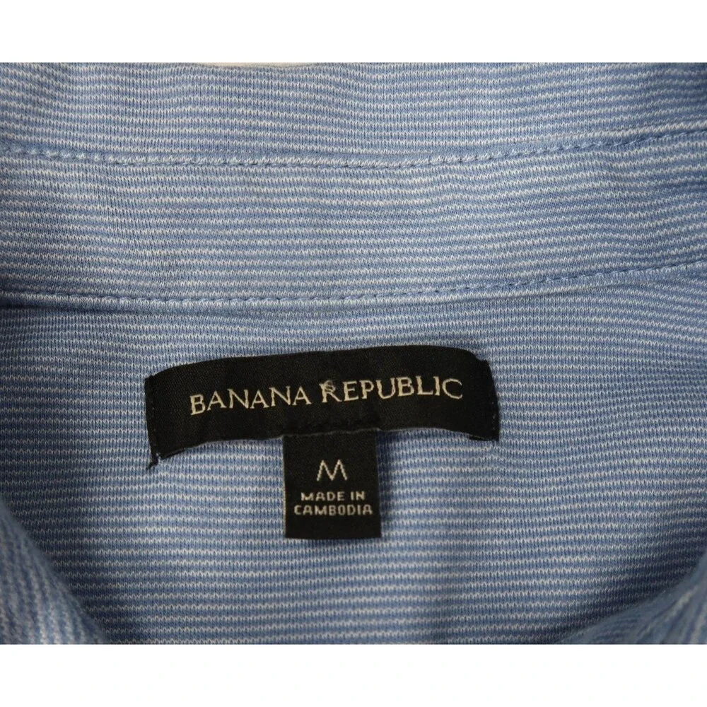 Banana Republic Performance Pique Polo Knit Shirt Men's Medium Blue Short Sleeve